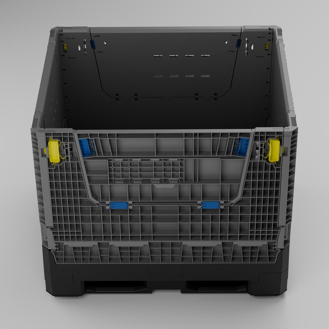 Bin Semi Cerrado Plegable 76-1000 C/Traversas C/2 Puertas de Inspeccion